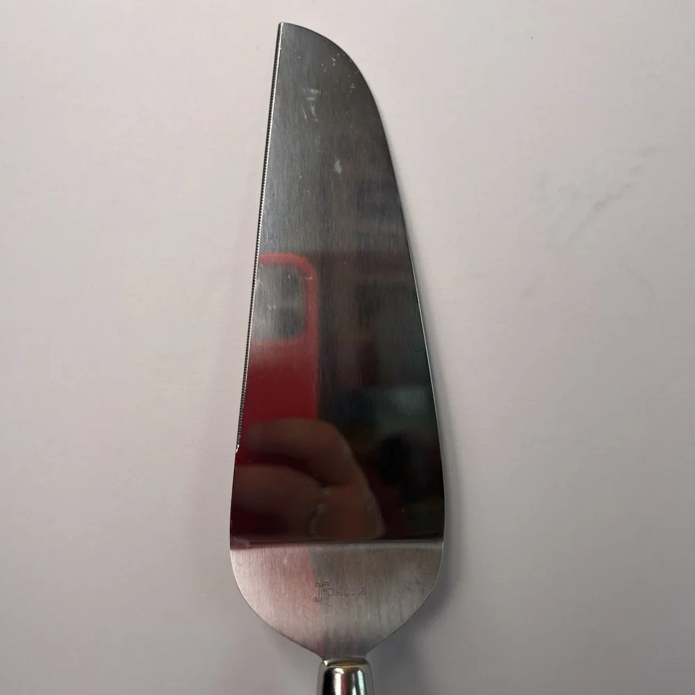 Vintage Fostoria No 50052 Lead Crystal Stainless Steel Cake Server Made in USA